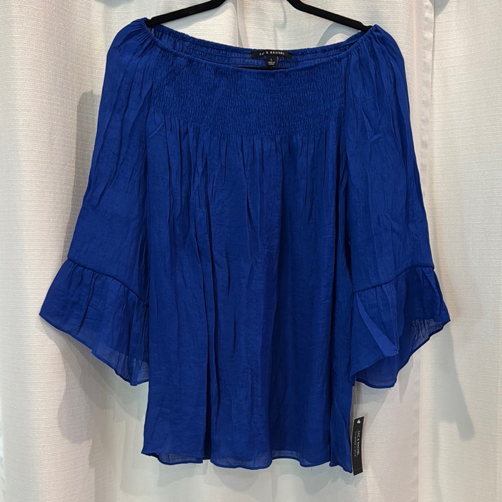 Zac & Rachel Royal Blue Off-Shoulder Smocked Blouse